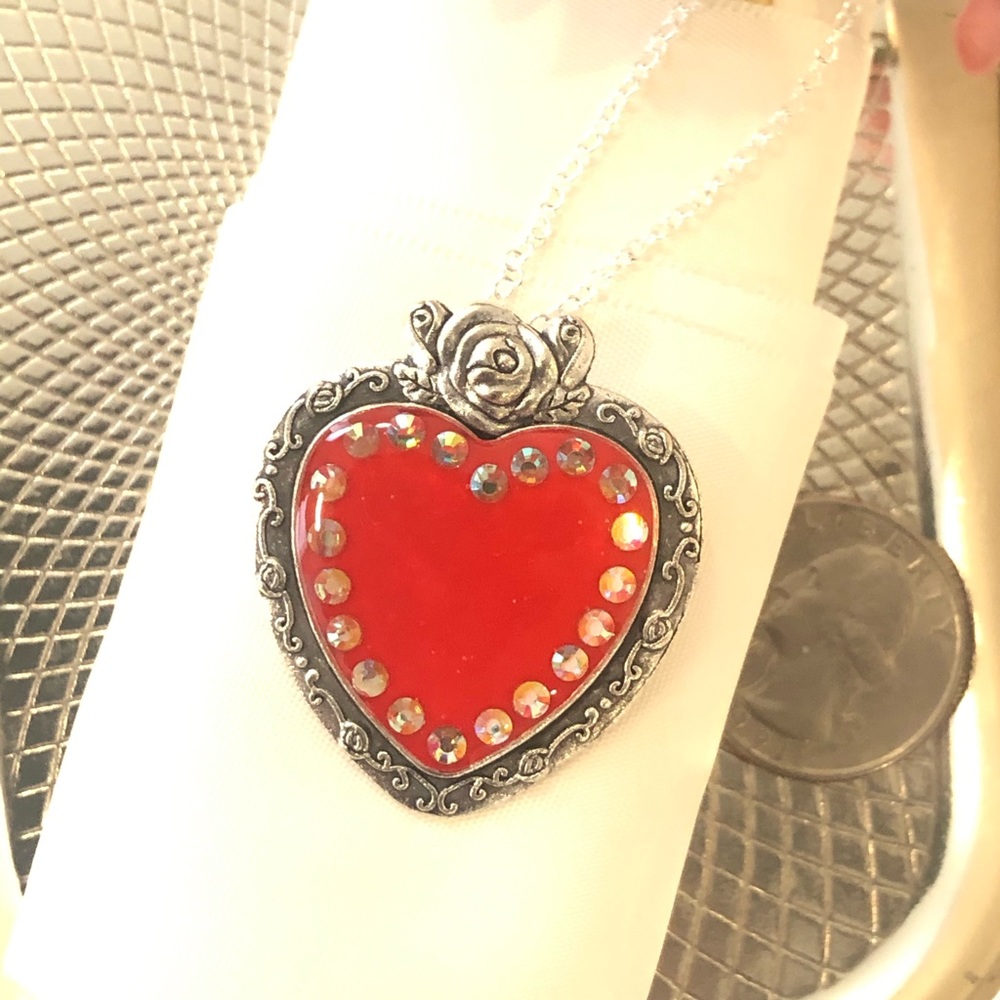 Rhinestone and resin heart pendant